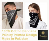 Pack of 2 100% Cotton Bandana Head Scarf for Men and Women - Black